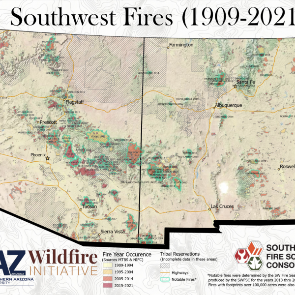Map: Southwest Fires Image (1909-2021)